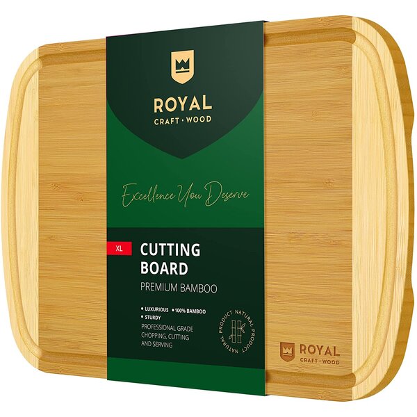 Bamboo Cutting Board, 17 x 11.8 Inch Kitchen Chopping Board for Meat,  Vegetables, Fruits, Bread, Cheese with Juice Groove 