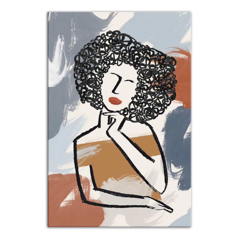 Dame réfléchie - imprimé, Toile tendue, H 36 po x l 24 po x P 1,25 po