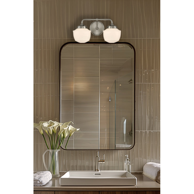 Meuble-lavabo 2 lumières Winston Porter Zavion, Nickel brossé