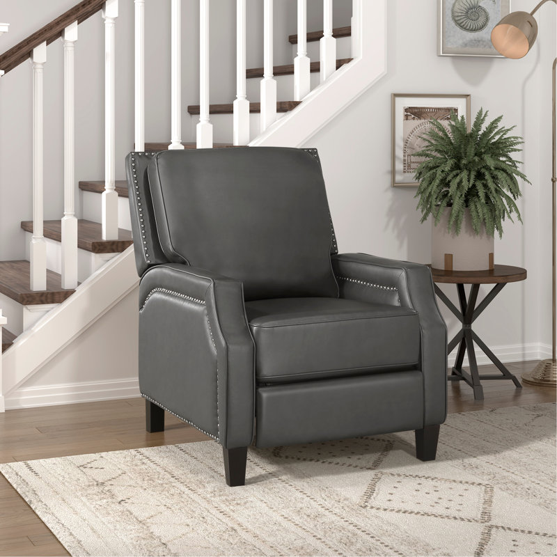 Fauteuil inclinable transitionnel gris Johnnie, rembourrage en mousse, 39,01 po Largeur de la chaise grise pour la maison, transitionnelle, profondeur de 30,45 po, rembourrage à ressorts ensachés
