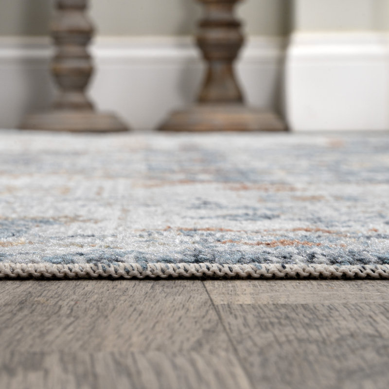 Mirnes Bohemian Medallion Low-Pile Machine-Washable Cream/Blue/Terra Rug, Runner 2' x 7'10"
