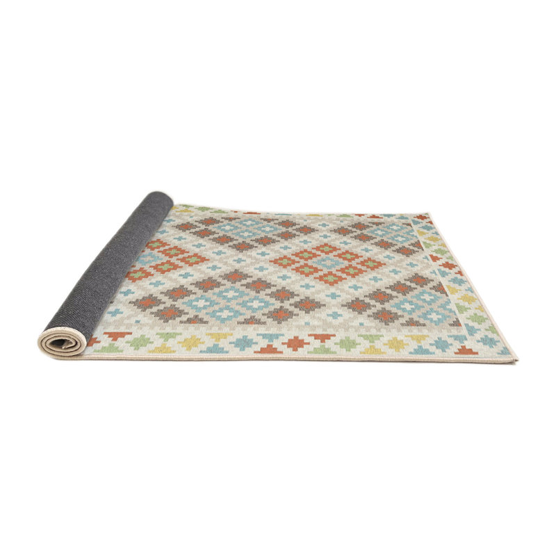 Tapis contemporaine jaune/brun/gris, Rond 8 pi