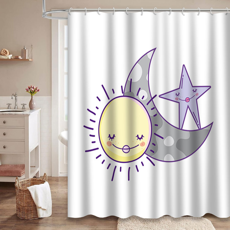 Rideau de douche avec 12 crochets Moon Moon, L 72 po x l 84 po