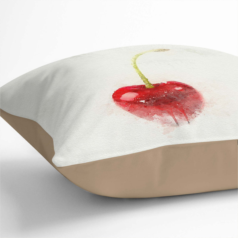 Lone Cherry Cushion with Filling, 40cm H x 40cm W x 15cm D, Stone
