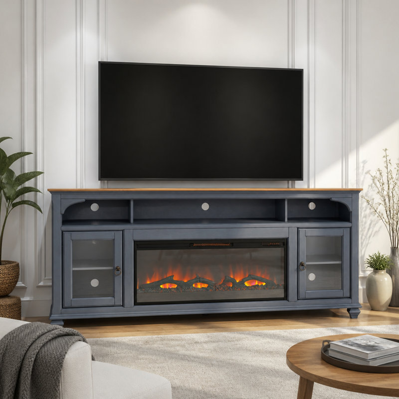 Meuble télé spacieux avec rangement et flamme réglable