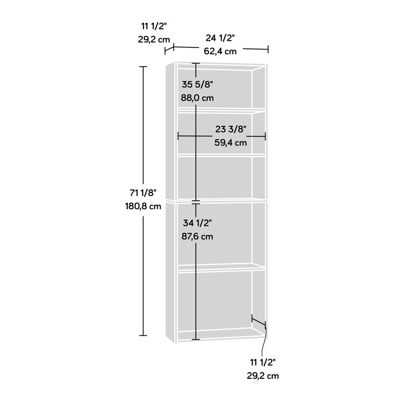 Bibliothèque standard Arisztid, (5 tablettes) H 71,18 po x l 24,5 po x P 11,5 po, Brun