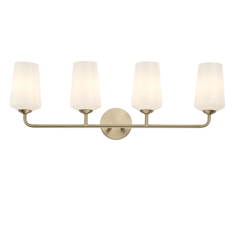Celino Four-Light Bath & Vanity with Glass, Bronze, White