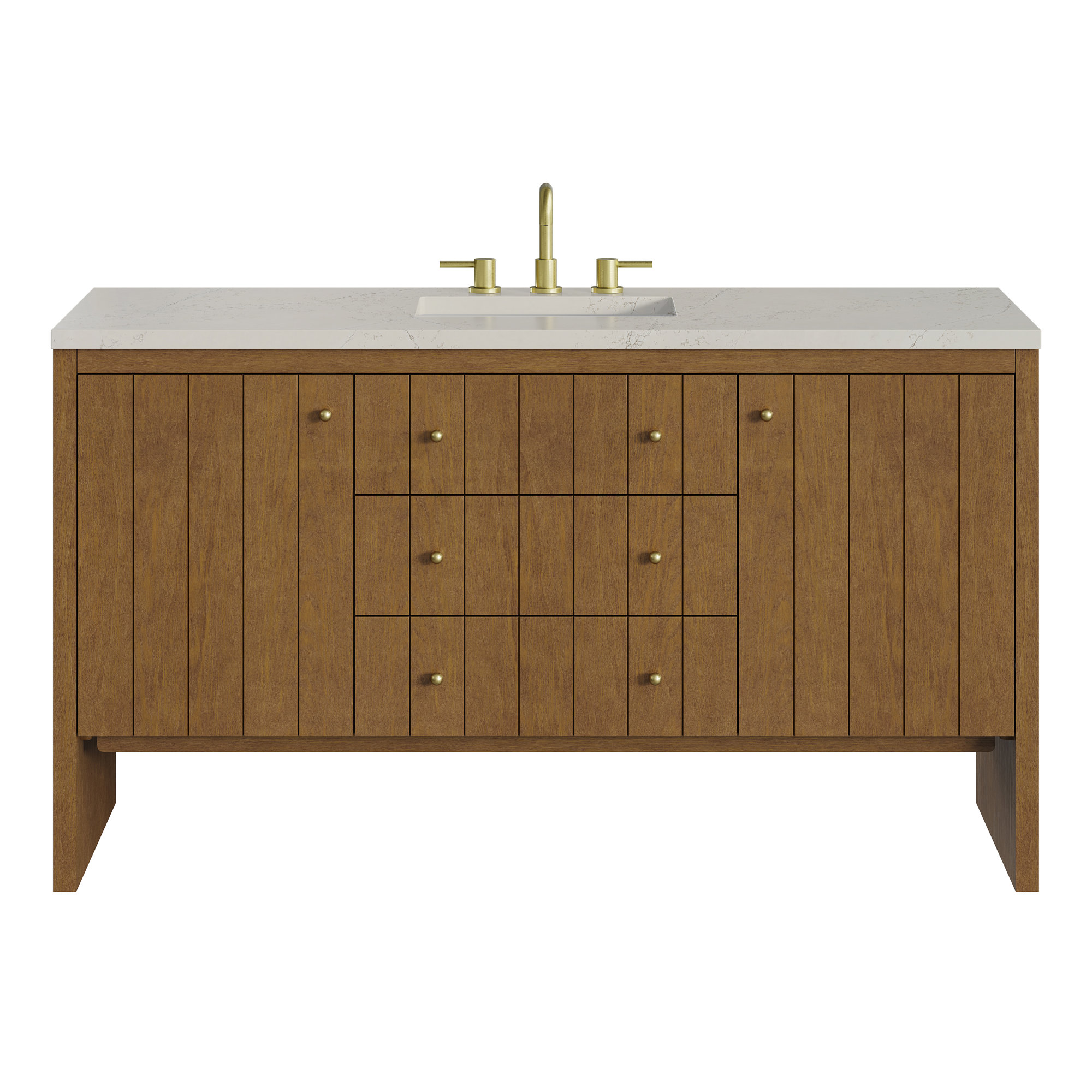 Hudson 60'' Single Bathroom Vanity, 8" Widespread, Siberian, Honey Brown