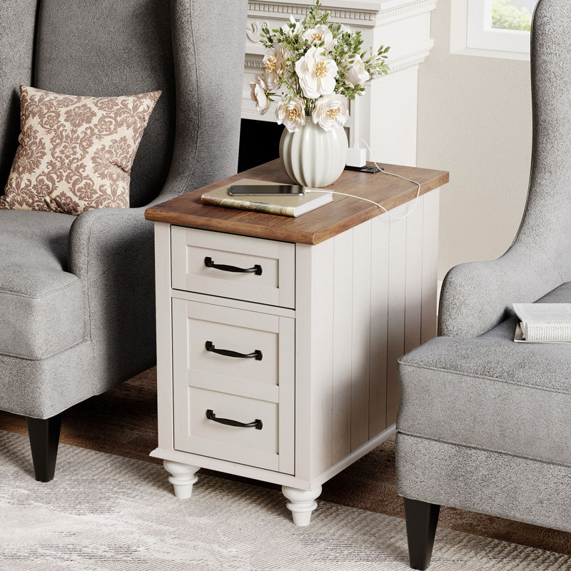 Scarlett 15'' W Nightstand, White/Brown