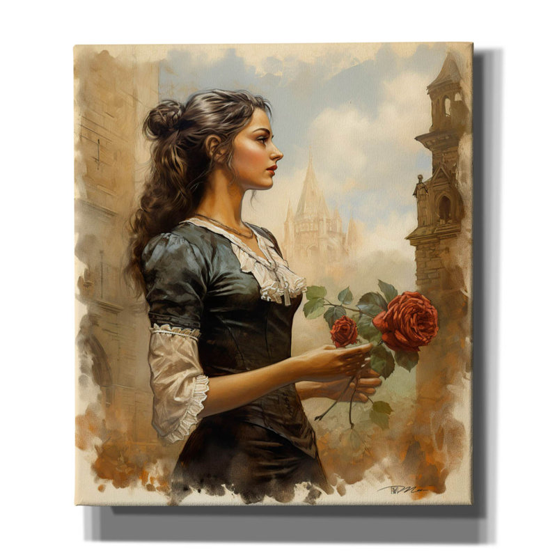 Art mural sur toile House of Hampton® «Romantic Girl» par Momart, H 30 po x l 26 po x P 1,5 po
