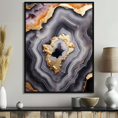 Décoration murale opulente agate glam or noir I
