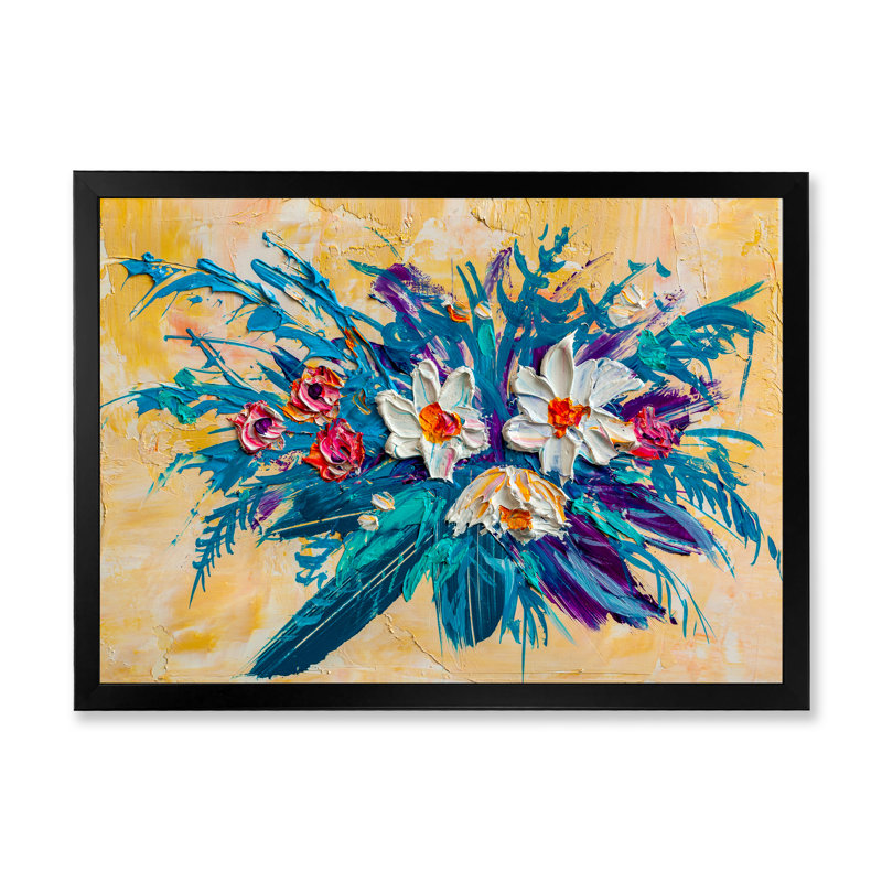 «Daisies Flowers Garden», reproduction sur toile flottante, Cadre noir, H 8 po x l 12 po x P 1 po