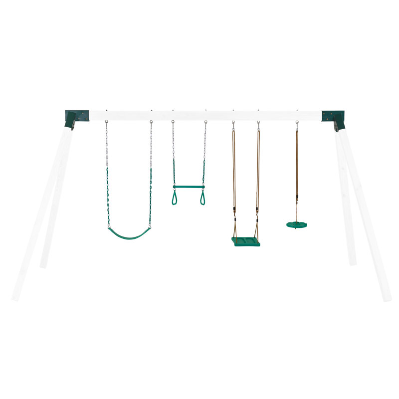 Machrus Swingan DIY Swing Set Kit - With Belt Swing, Trapeze Bar, Disc Swing And Standing Swing, Green
