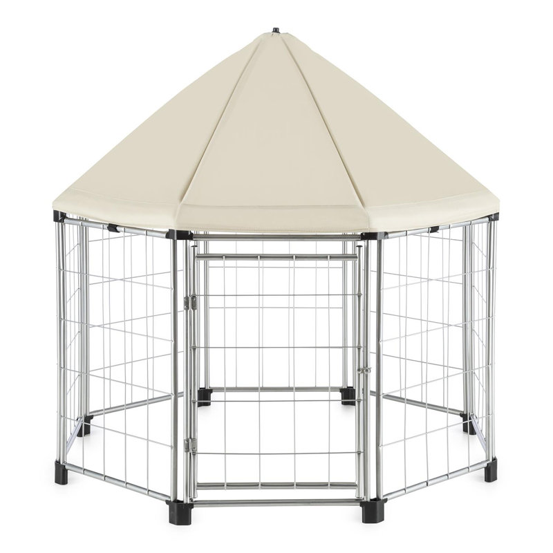 Fort 91cm H Metal Exercise Pen, Beige