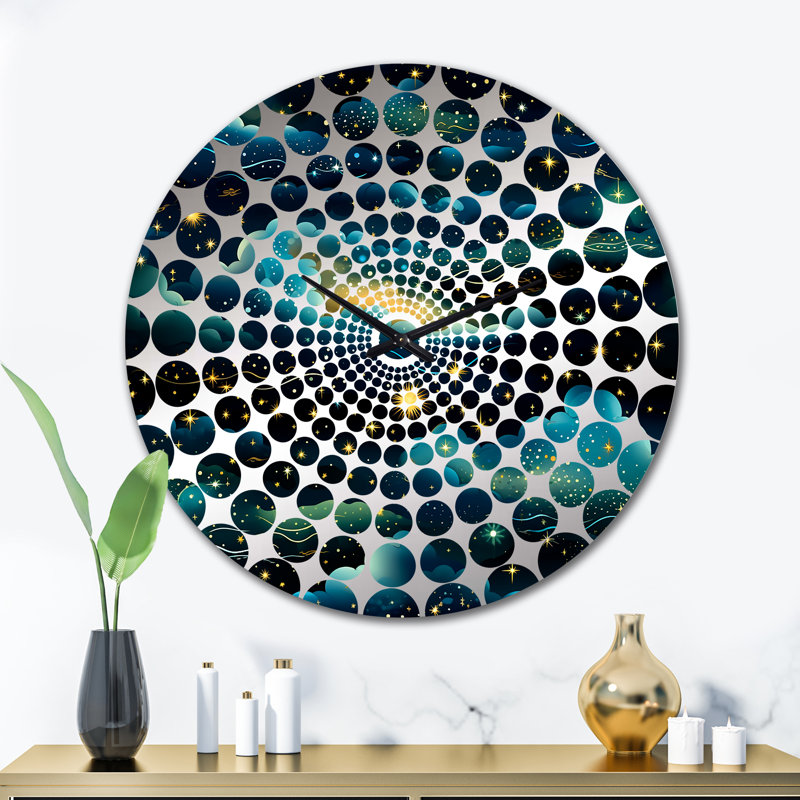 Horloge murale abstraite Midnight Indigo Galatic, Très grand