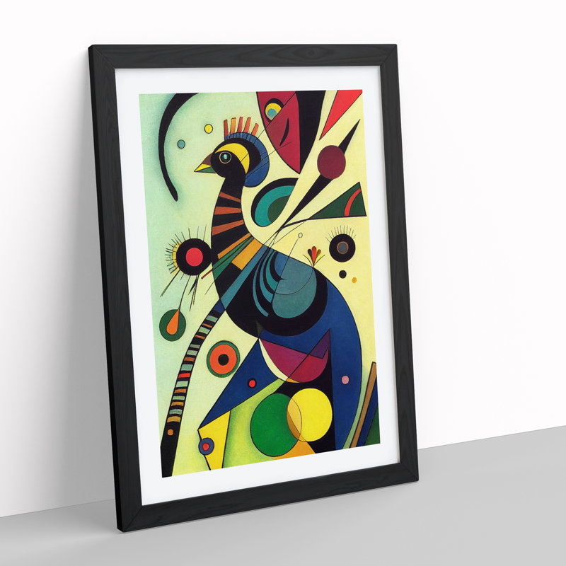 Peacock In Abstract No.1 - Single Picture Frame Print, Black Framed, 64cm H x 46cm W x 2cm D