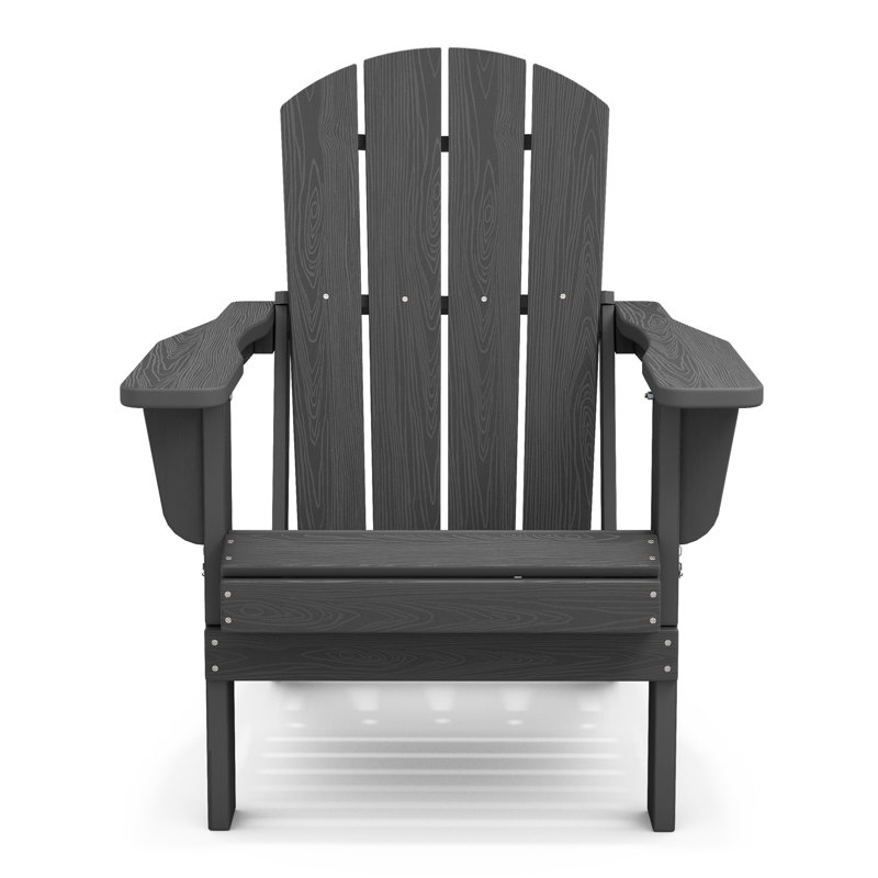 Clitheroe Foldable HDPE Adirondack Chair, Gray