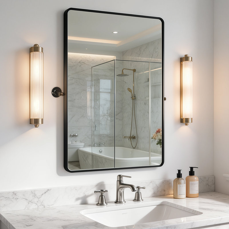 Aluminum Frame Pivot Wall Mirror, 80 Cm H x 60 Cm W