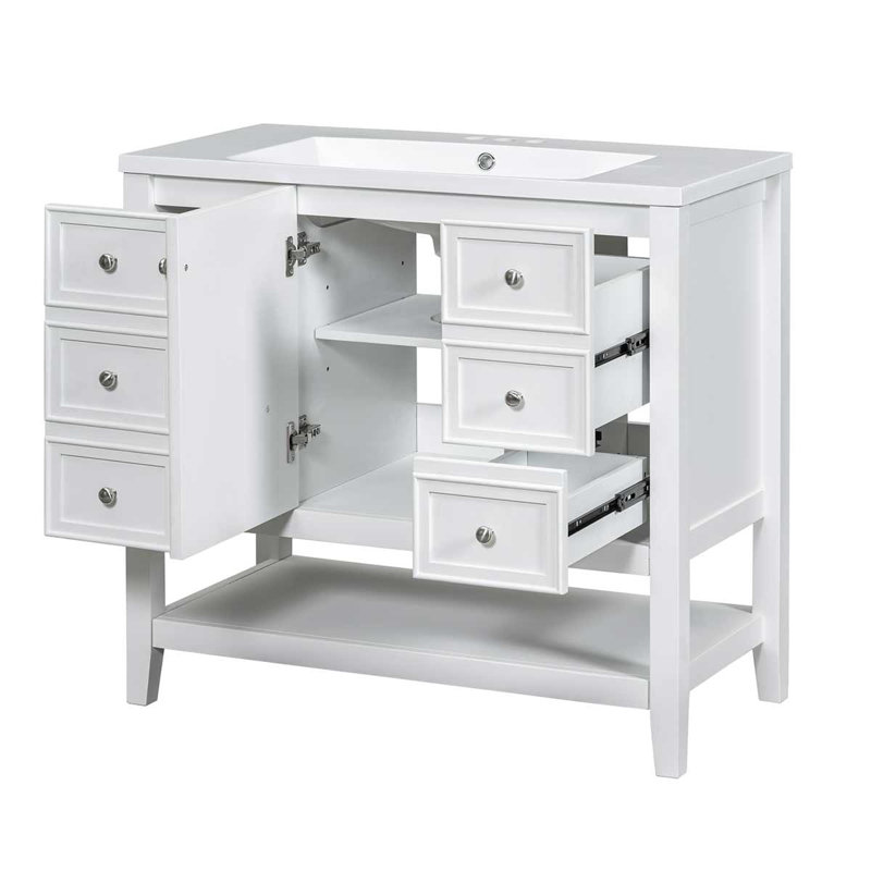 Meuble-lavabo simple 36 po avec plateau Leiding, Blanc