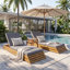 Chaises longues de patio Position, en bois d'acacia massif, ensemble moderne en teck pour piscine