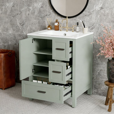 Meuble-lavabo 24 po avec lavabo en céramique et 3 tiroirs