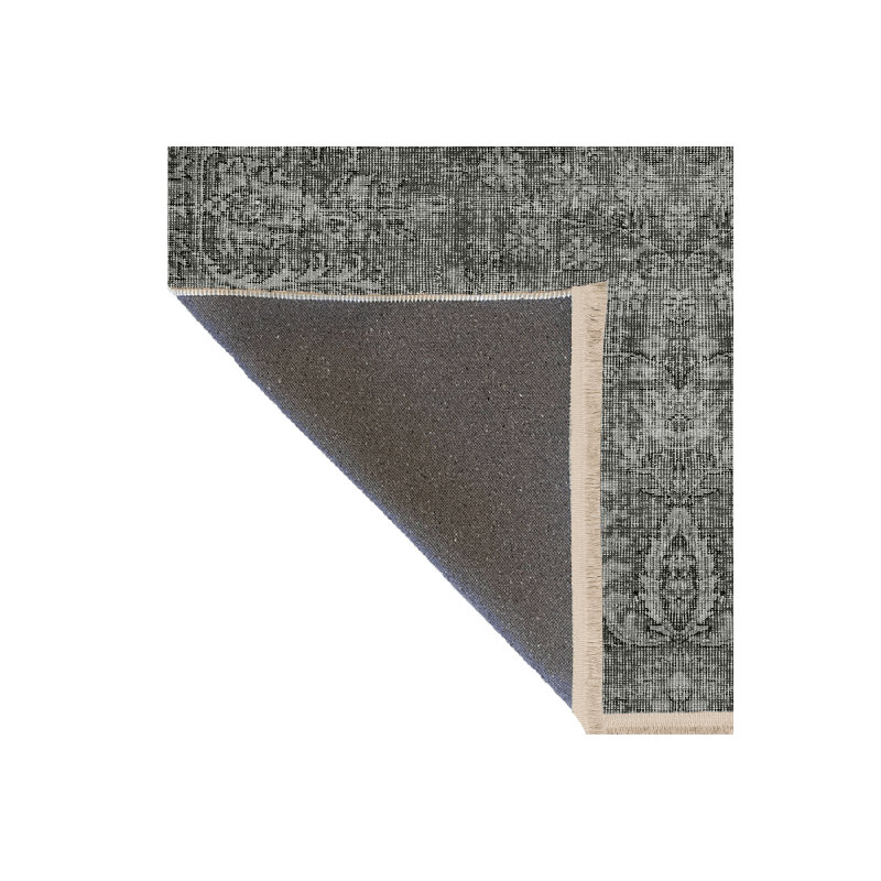 Tapis décoratif gris à motifs traditionnels, Tapis de couloir 3 pi 3,37 po x 6 pi 6,74 po