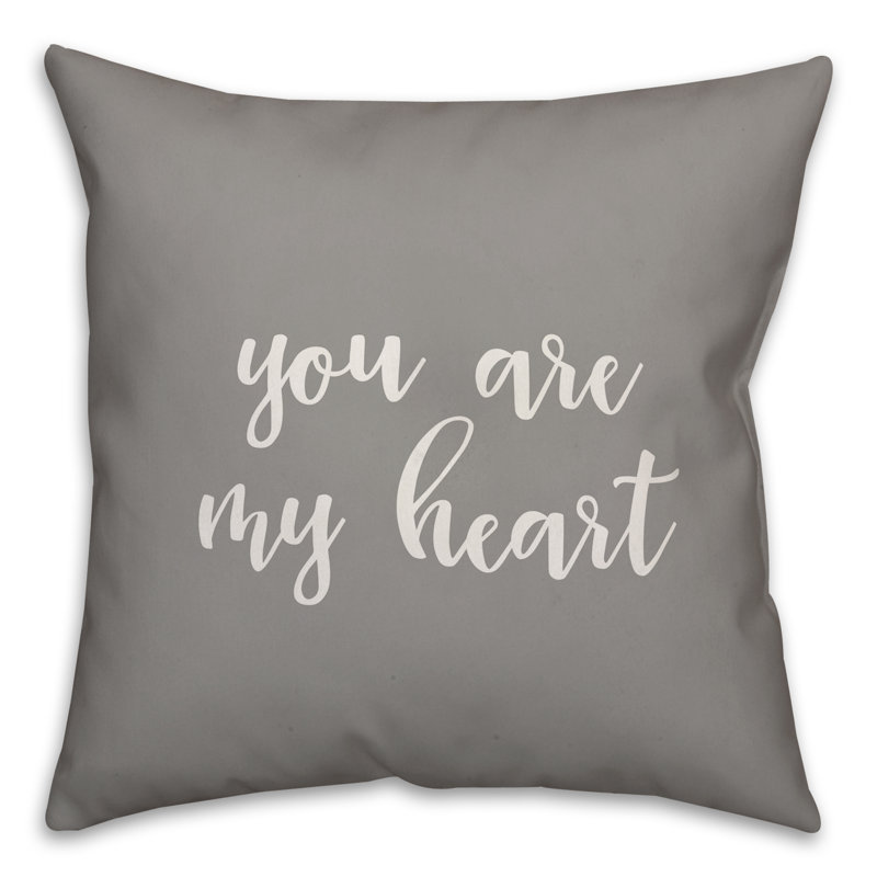  Coussin You are My Heart, Gris, Coussin et housse de coussin