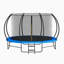 Trampoline bleu robuste de 14 pi pour l'extérieur, trampoline à capacité de rebond élevée de 1760 lb avec cadre galvanisé, poteaux de sécurité courbés, filet de clôture et échelle pour la cour arrière