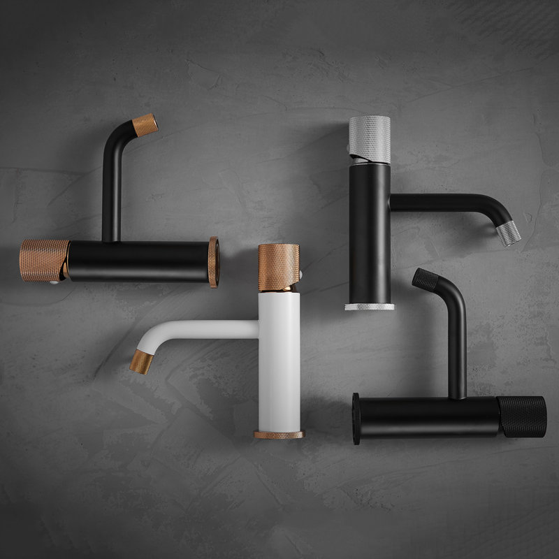 Single-Hole Bathroom Faucet, White/Rose Gold