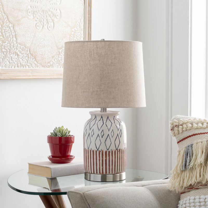 Minto Metal and Ceramic Table Lamp with Drum Shade 