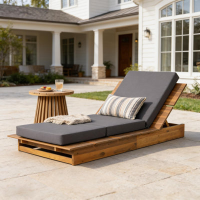 Chaise longue en bois d'acacia