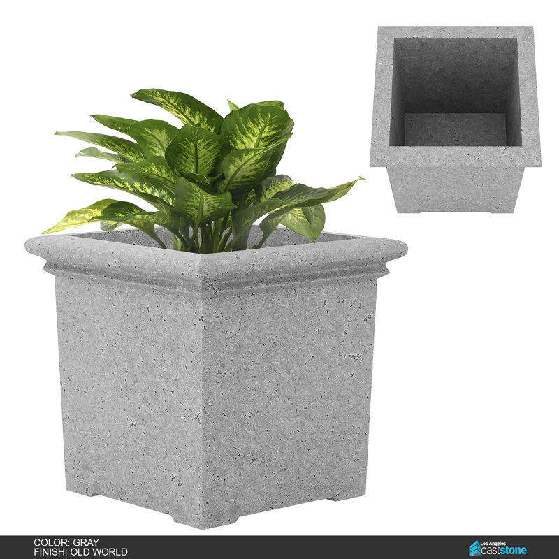 Concrete Planter, Old World Gray