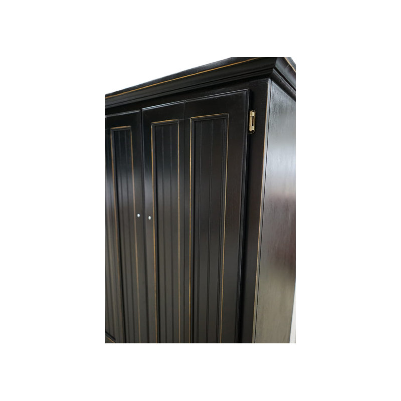 Bureau armoire en bois massif Neasa, Noir antique