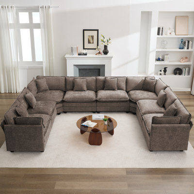 Chenille Upholstered Sectional Sofa Couch