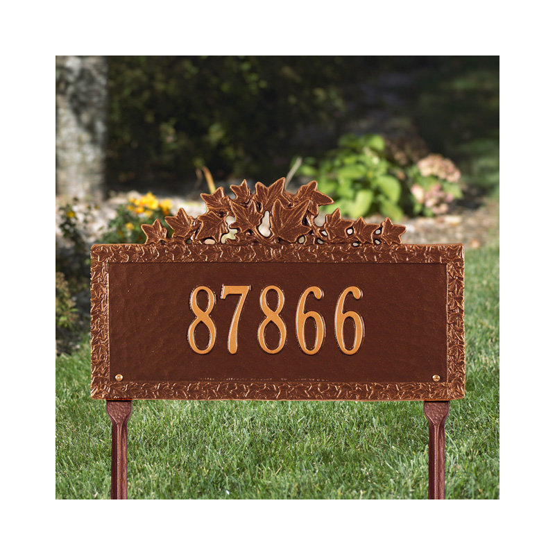 Plaque d'adresse sur 1 ligne Ivy, Cuivre antique, Oui