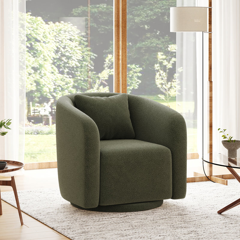 Fauteuil demi-tonneau pivotant Bashar, Vert, H 29,5 po x l 31,1 po x P 31,1 po