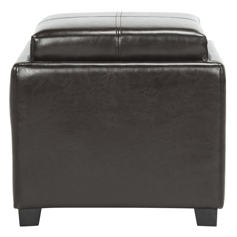 Motto Leather Ottoman, Brown Faux leather