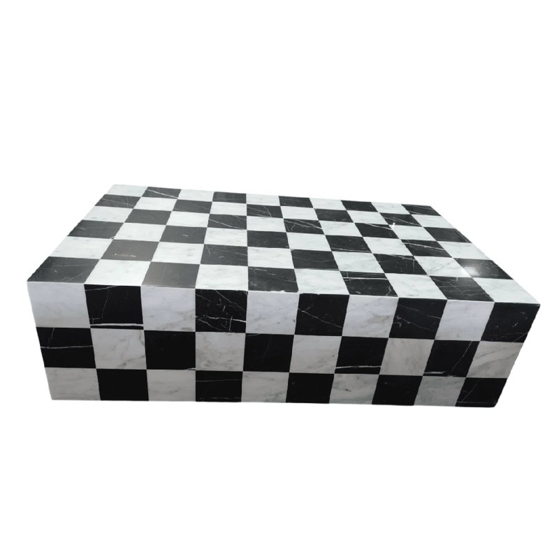 Table basse en marbre véritable noir Nero / marbre Carrara