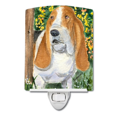 Éclairage de nuit en céramique basset hound