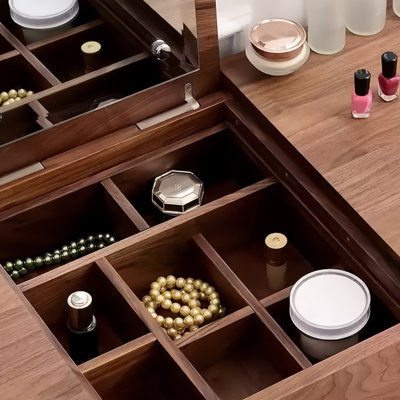 Japanese simple black walnut dressing table