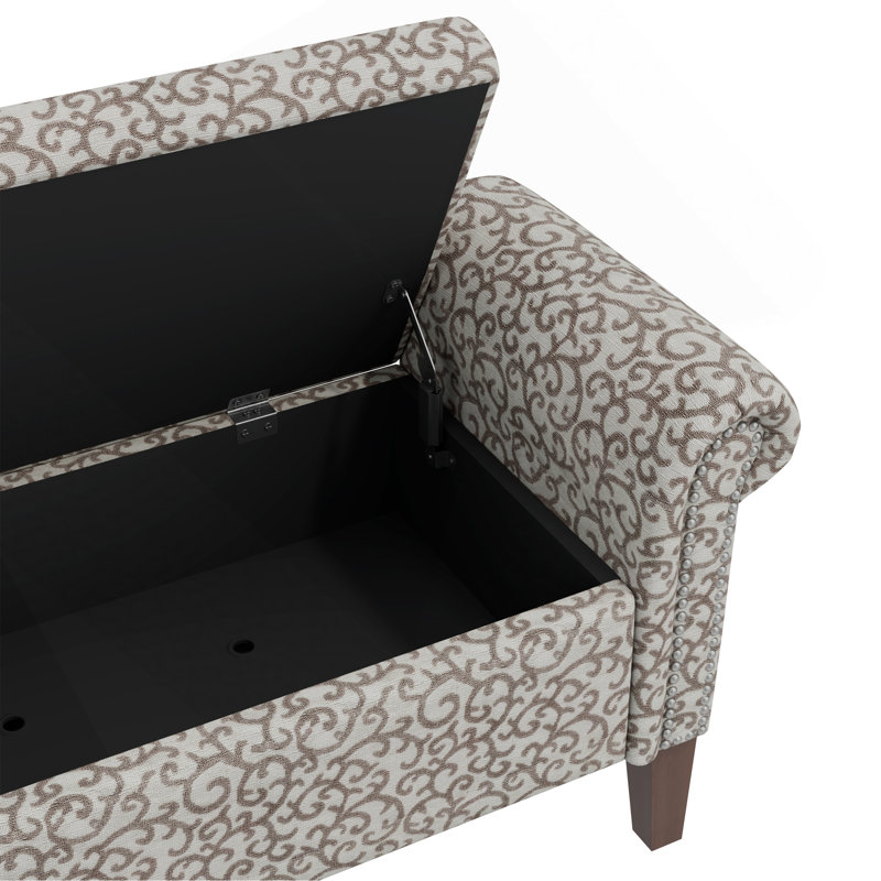 Repose-pieds avec rangement Conrad (SEULEMENT UN OTTOMAN), Gris / Blanc
