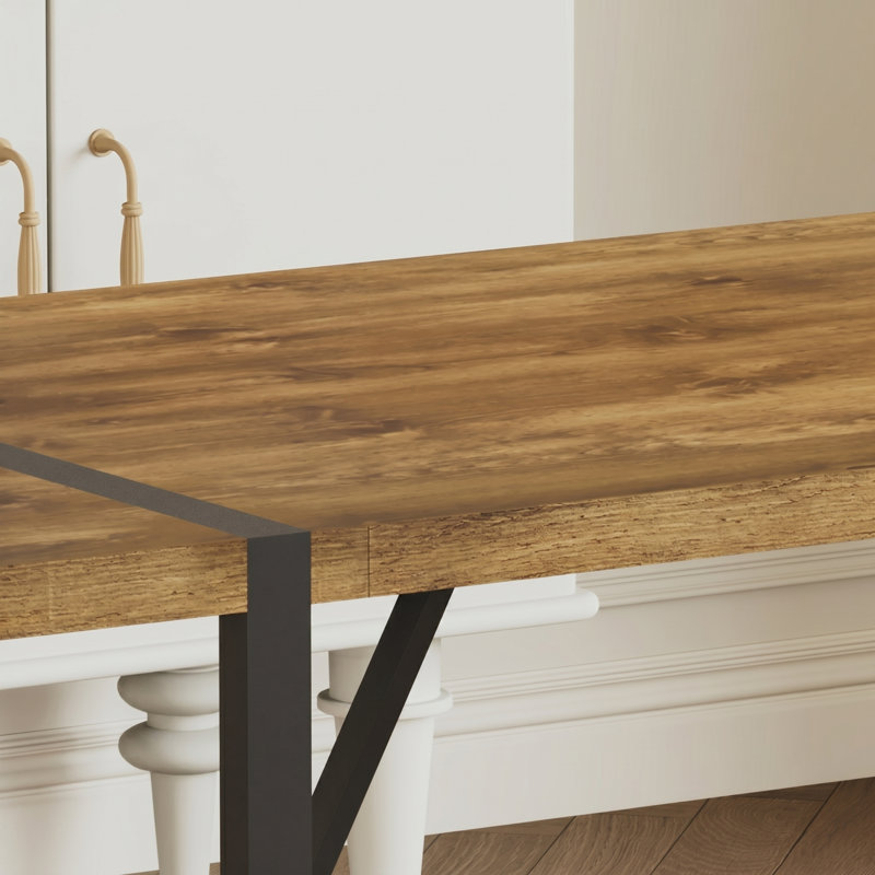 Table de salle à manger 55 po, Plateau en bois foncé / base noire, H 30 po x L 55 po x l 31,5 po