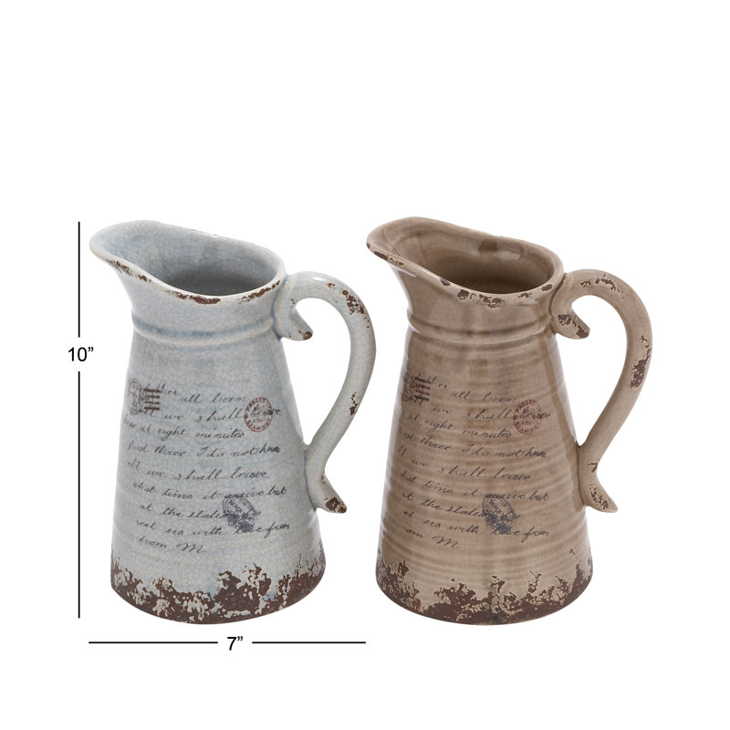 Farrar Ceramic 2 - Piece Pitcher Set, 10" H x 7" W x 6" D