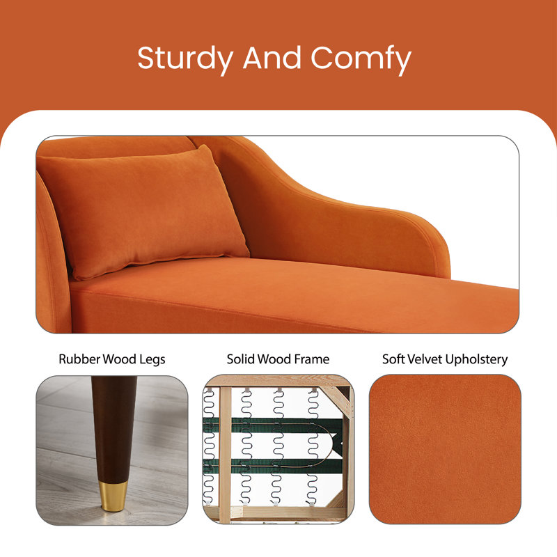 Revêtement en velours de chaise longue Modern, Velours orange