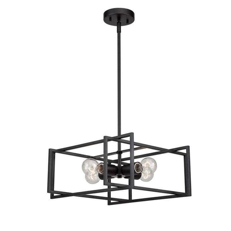Lustre carré 4 lumières Esohe, Noir