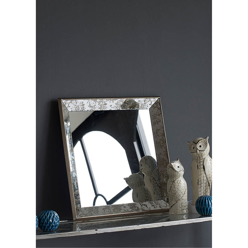 Miroir 24 po x argent antique avec décor floral, plateau de présentation décoratif, carré suspendu argenté Transforms Home, ornements décoratifs, améliore l'apparence, option