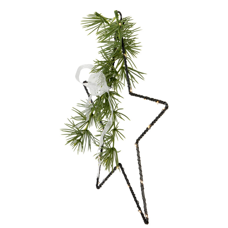 Étoile de 11 po à DEL avec brindille de romarin et lumières de Noël blanc chaud