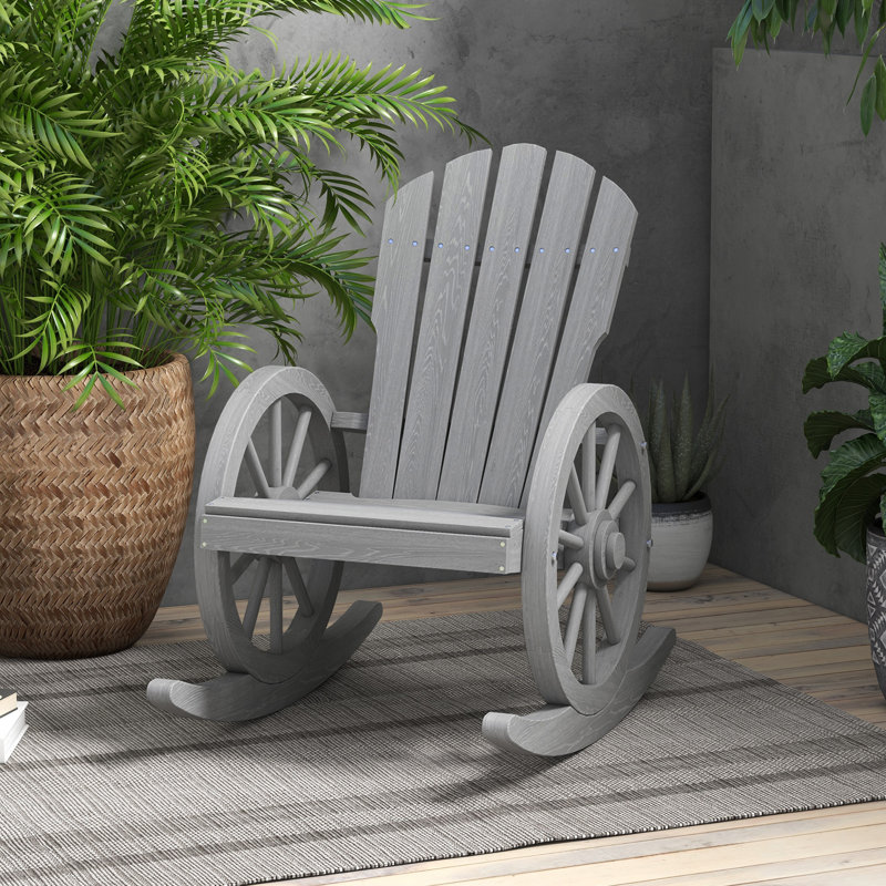 Outsunny Wooden Rocking Chair, Gray