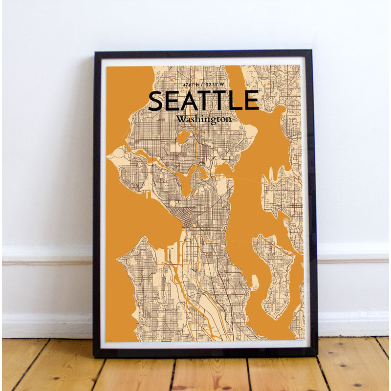 Seattle City Map - No Frame Print, 43.2cm H x 27.9cm W x 0.1cm D