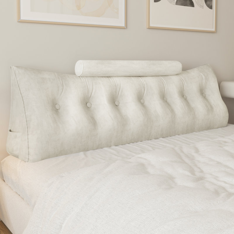 Coussin de lecture de tête de lit avec siège, Beige, Très grand lit